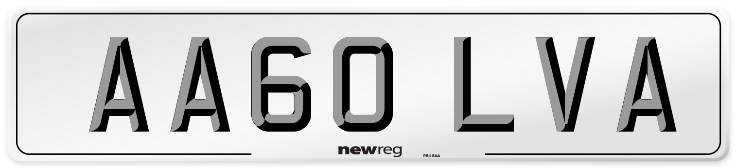AA60 LVA Number Plate from New Reg